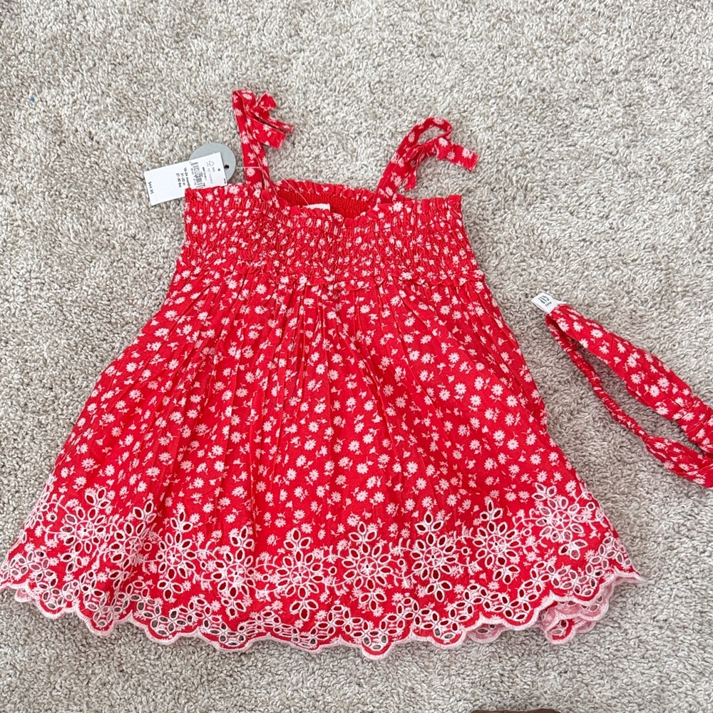 Red Floral Eyelet Sundress